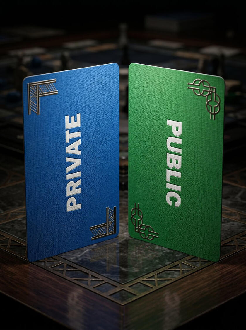 The Private and Public cards from P******, the Intellawtual board game